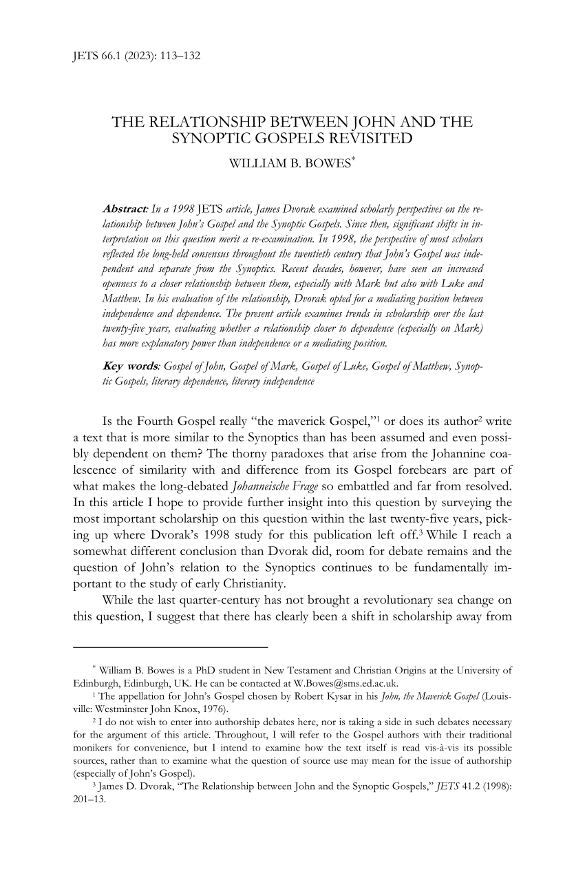 pdf-the-relationship-between-john-and-the-synoptic-gospels-revisited