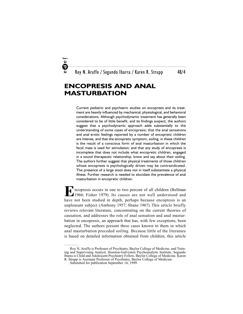 Pdf Encopresis And Anal Masturbation