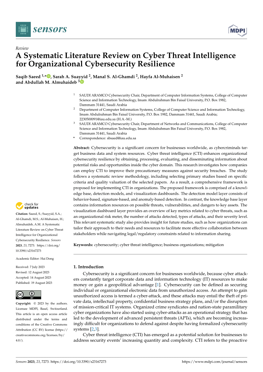 literature review for cyber security