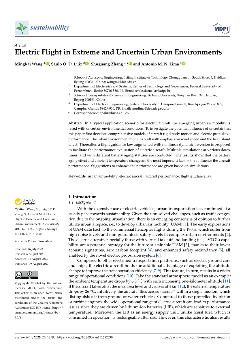 PDF) Electric Flight in Extreme and Uncertain Urban Environments