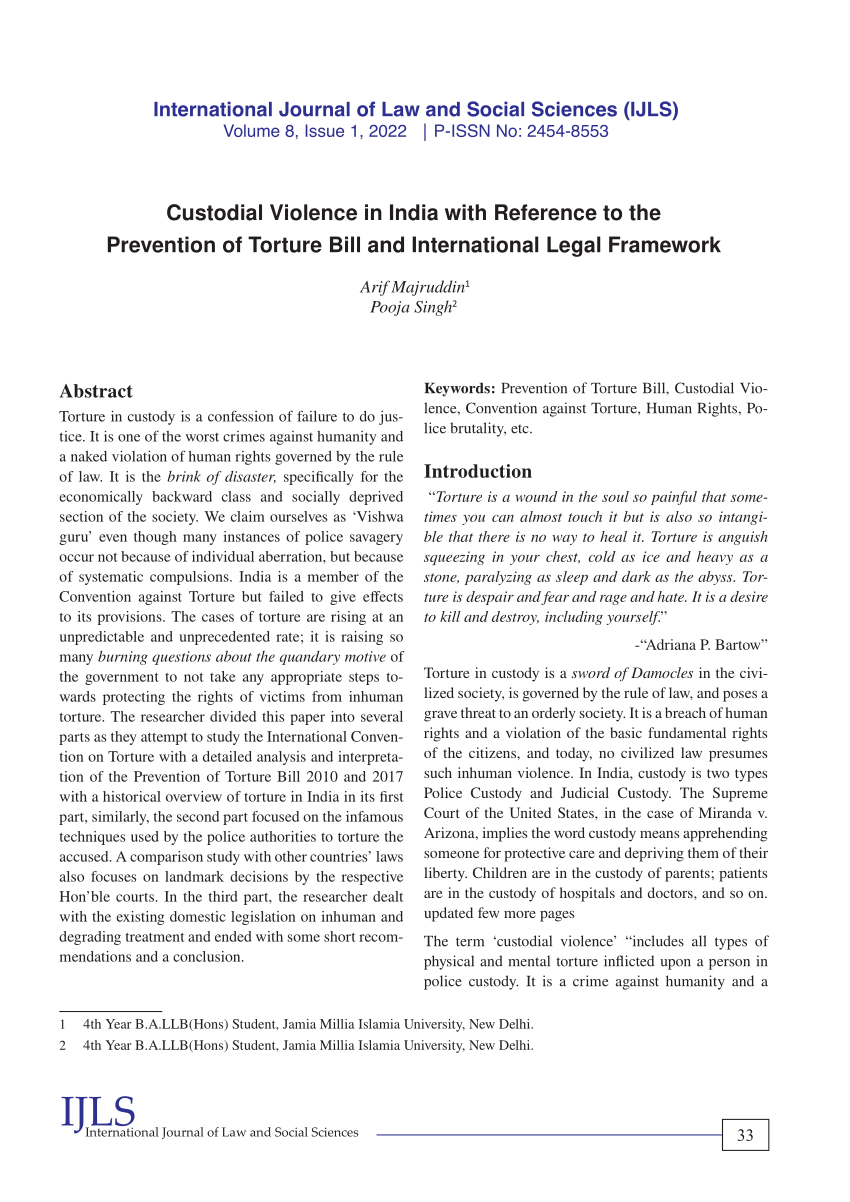 custodial violence in india research paper