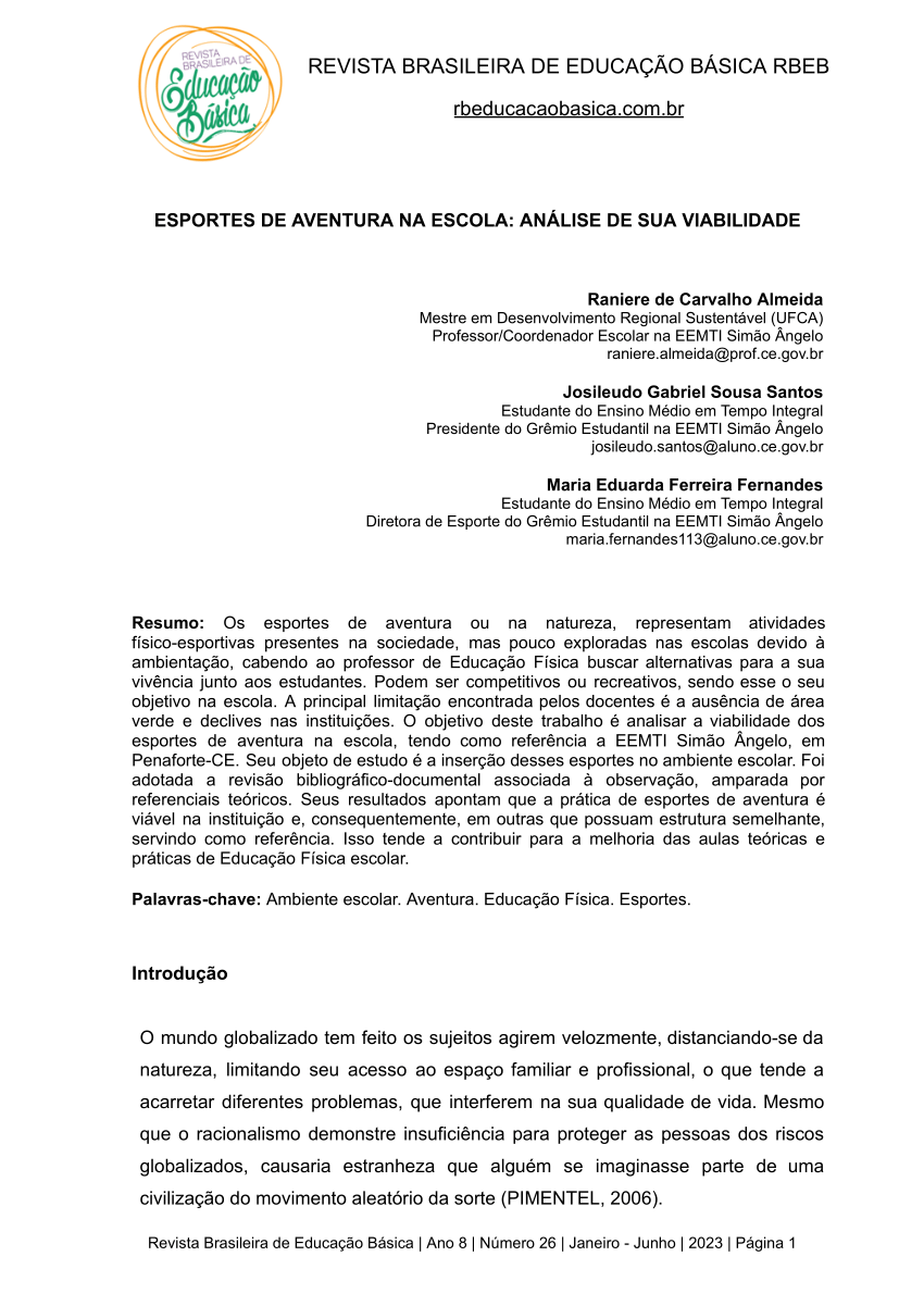 PDF) O jogo na escola: uma análise da intenção pedagógica de professores de  educação física.