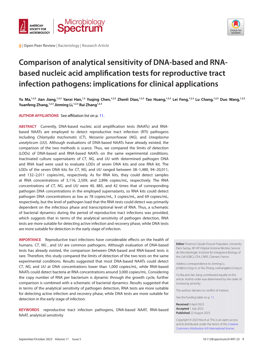 Pdf Comparison Of Analytical Sensitivity Of Dna Based And Rna Based Nucleic Acid Amplification 8569