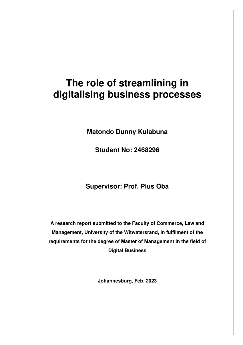 PDF) The role of streamlining in digitalising business processes