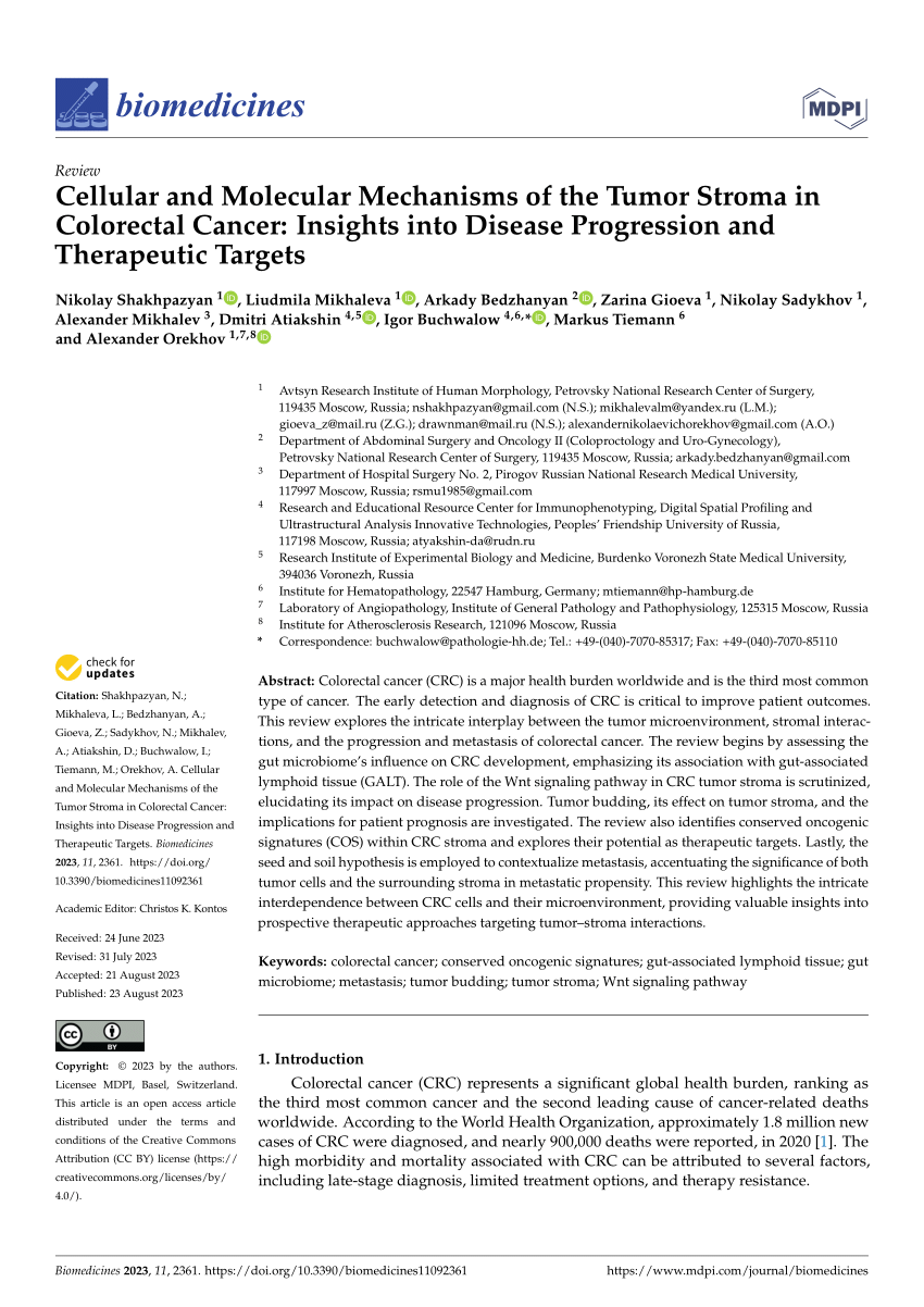 PDF) Cellular and Molecular Mechanisms of the Tumor Stroma in 