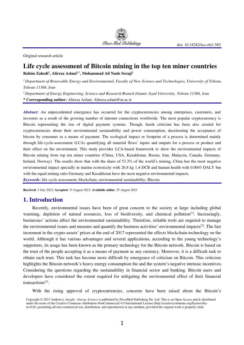 Life Cycle Assessment of Bitcoin Mining