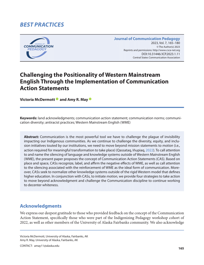 PDF) Challenging the Positionality of Western Mainstream English