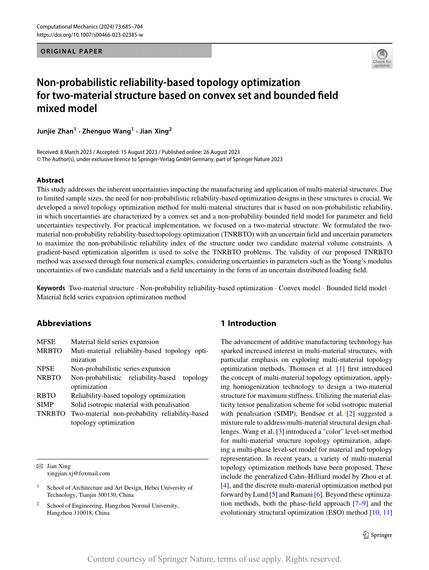 Non-probabilistic reliability-based topology optimization for two ...