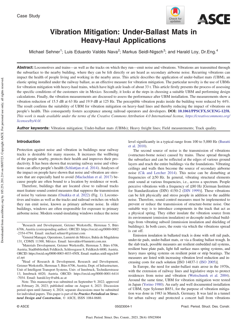 PDF) Vibration Mitigation: Under-Ballast Mats in Heavy-Haul