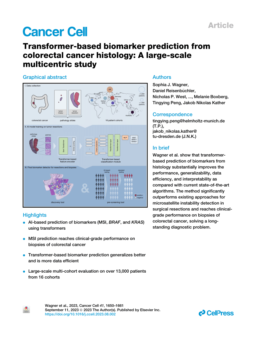 (PDF) Transformer-based biomarker prediction from colorectal cancer ...