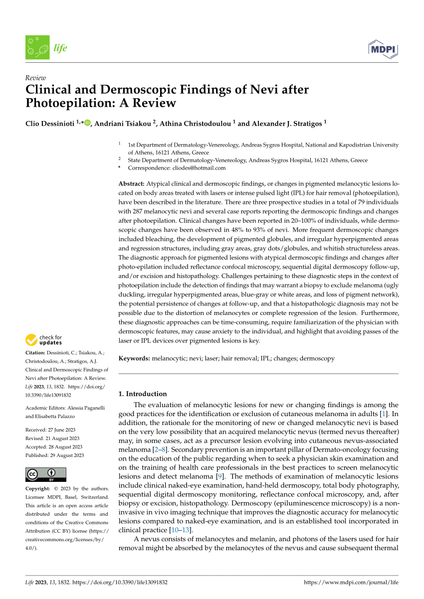 Pdf Clinical And Dermoscopic Findings Of Nevi After Photoepilation A Review