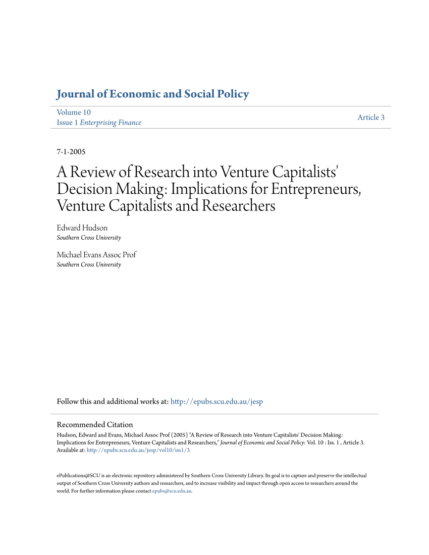 venture capital research papers