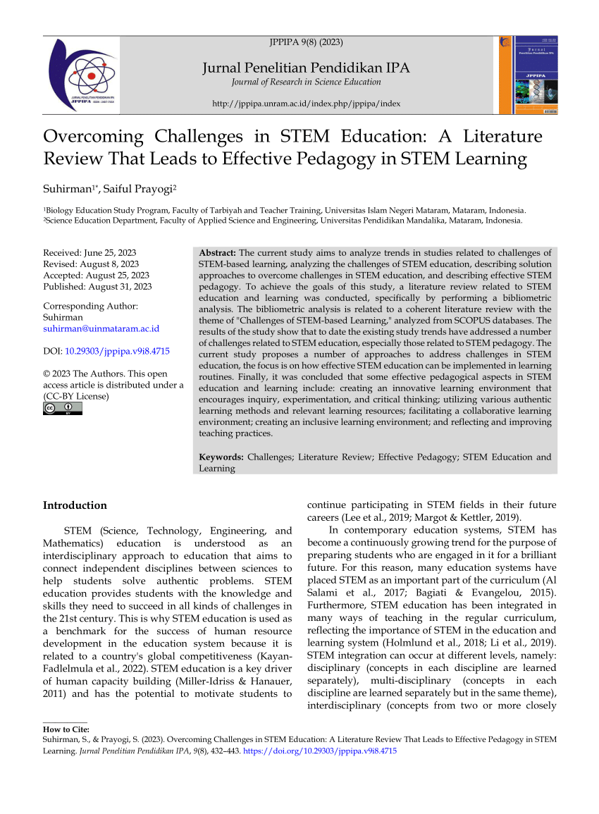 literature review on stem education