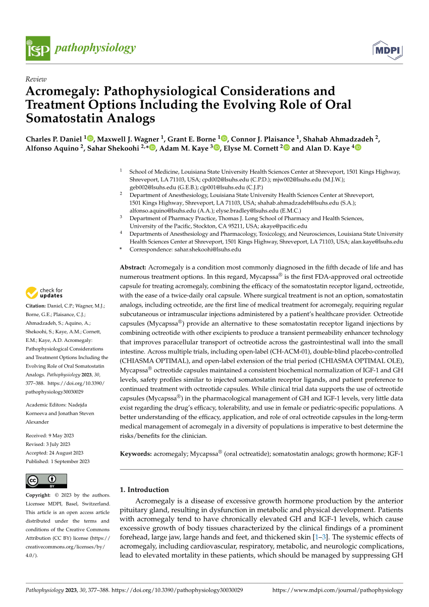 PDF Acromegaly Pathophysiological Considerations and Treatment  