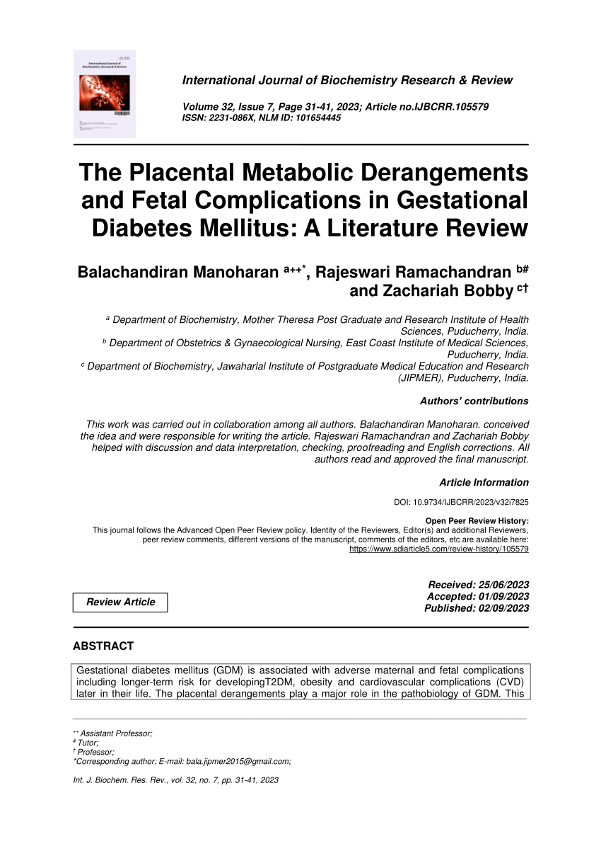 gestational diabetes literature review
