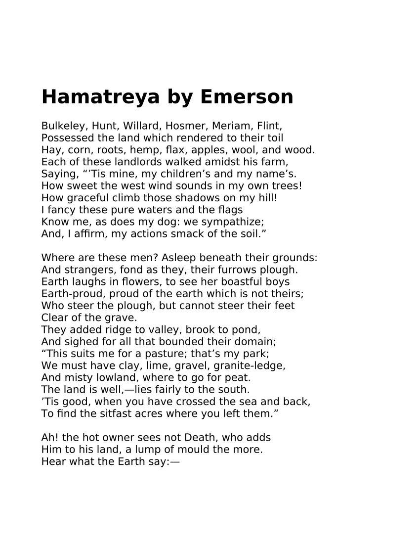 (PDF) Hamatreya by Emerson