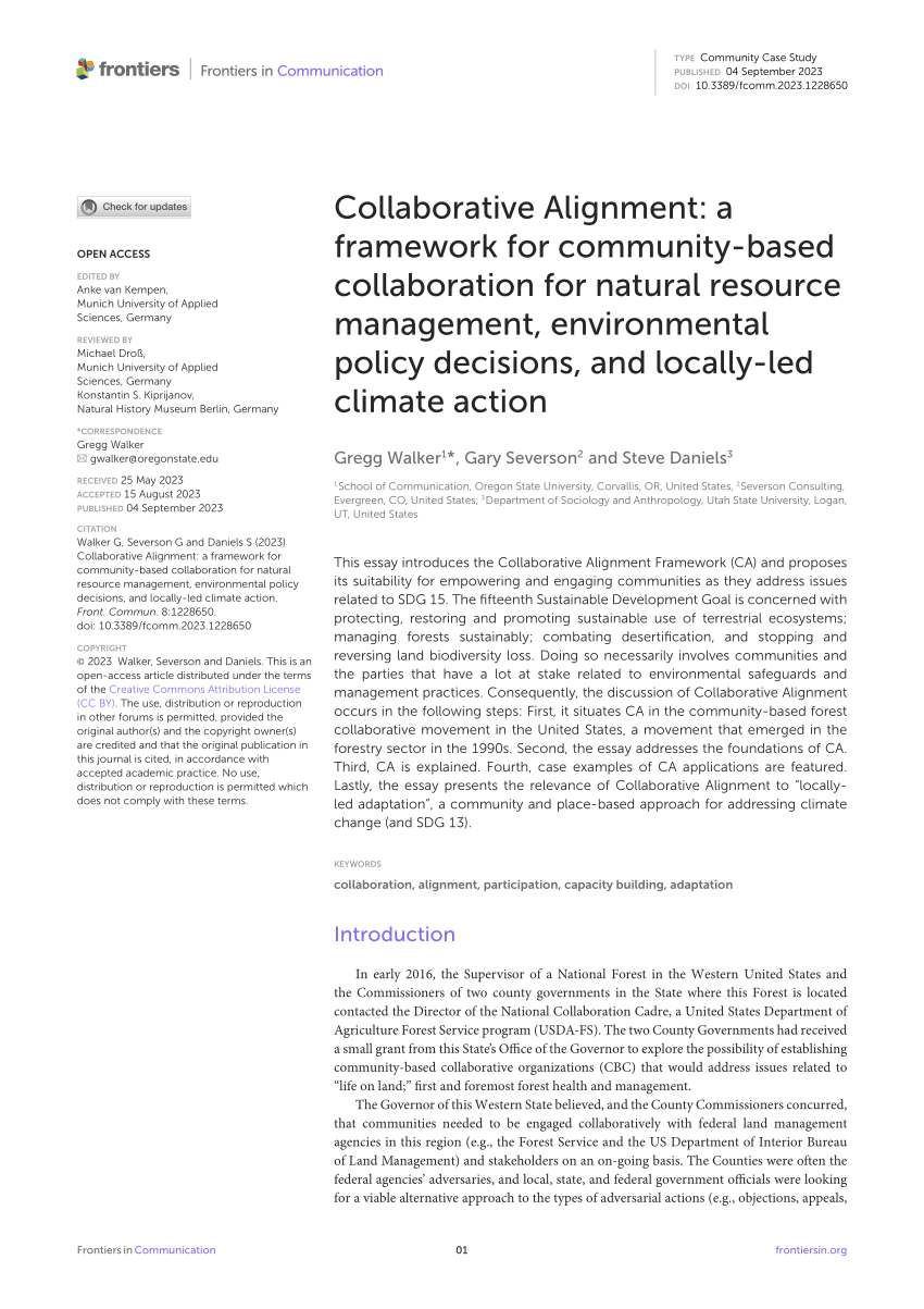 Frontiers  A Framework for Exploring Trust and Distrust in Natural  Resource Management