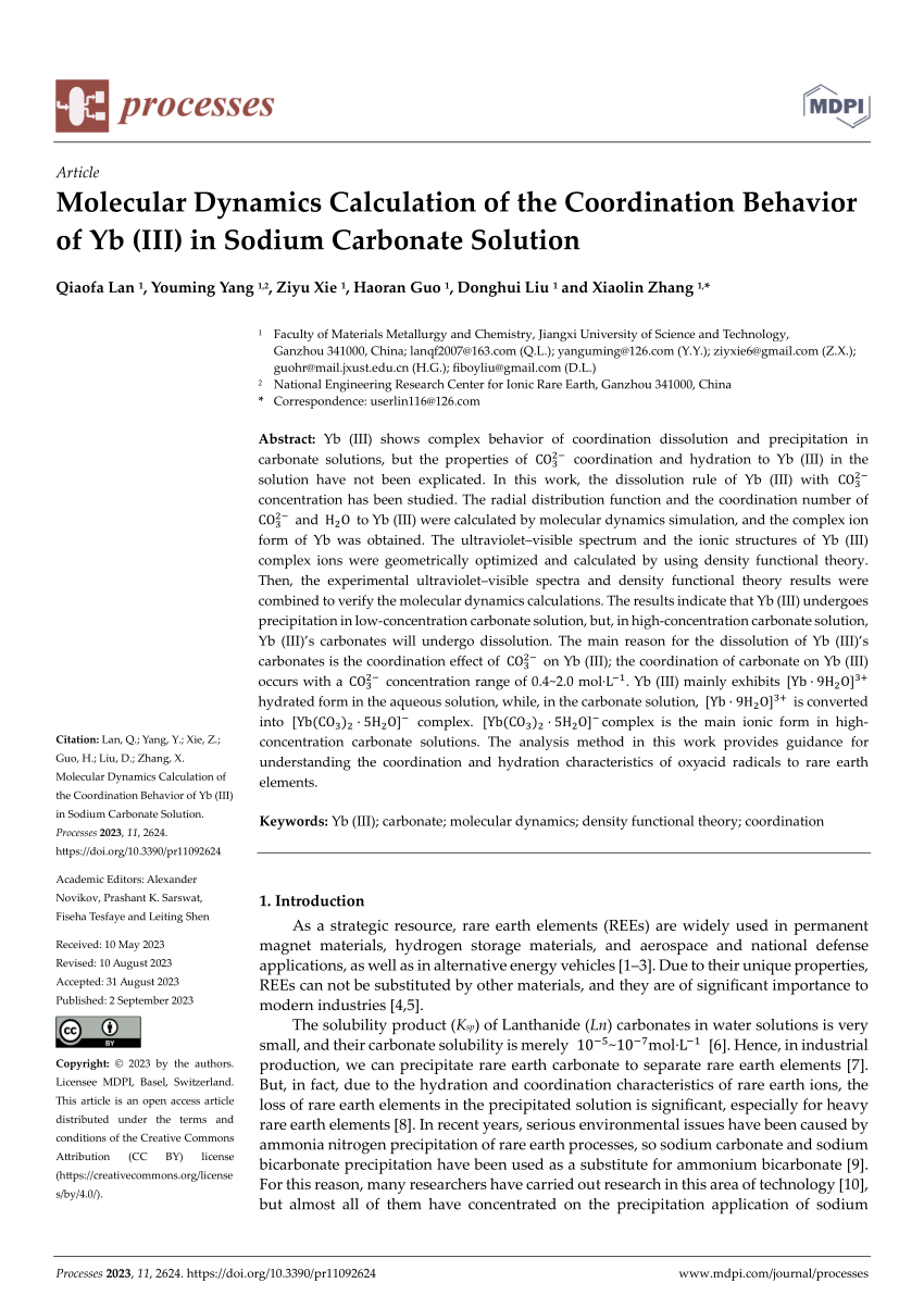 PDF) Molecular Dynamics Calculation of the Coordination Behavior 