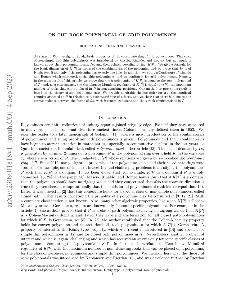 Polinomios de Rook, PDF, Mathematics