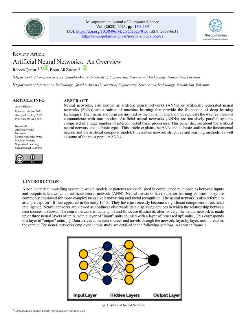 research papers on artificial neural networks