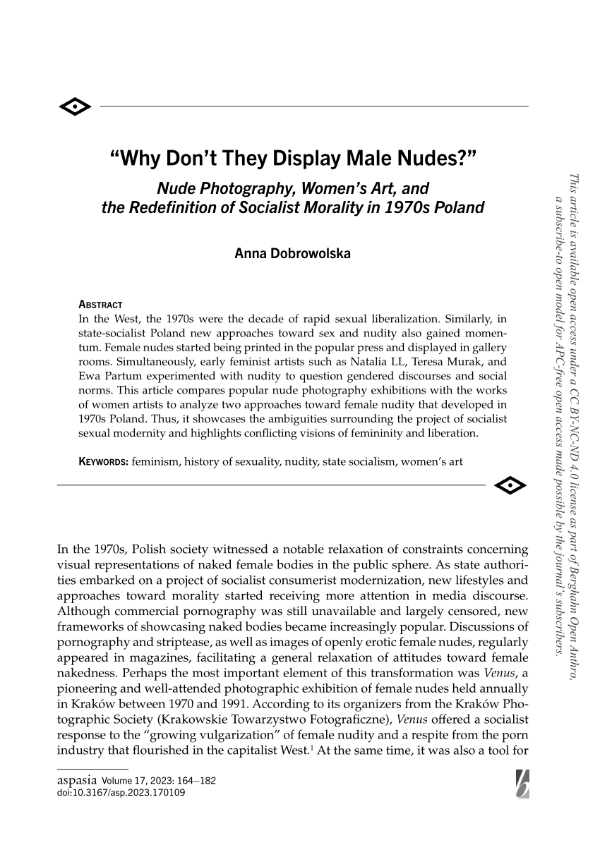 PDF) “Why Dont They Display Male Nudes?” Nude Photography, Womens Art, and the Redefinition of Socialist Morality in 1970s Poland