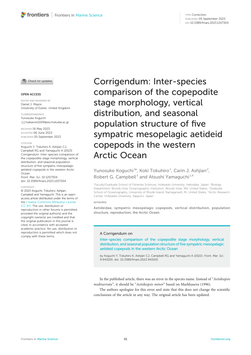 Pdf Corrigendum Inter Species Comparison Of The Copepodite Stage Morphology Vertical 9956