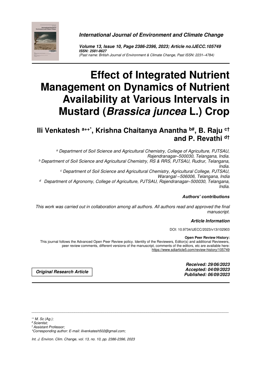 integrated nutrient management in mustard thesis