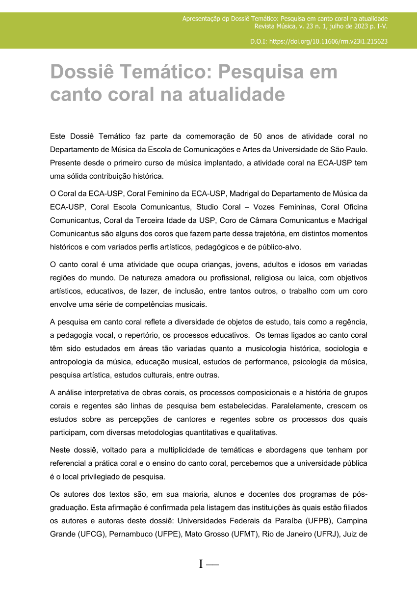 PDF) Canto coletivo e canto coral: um estudo sobre a música vocal