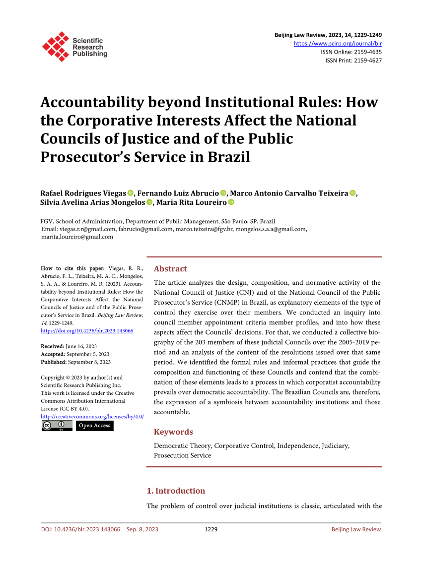 PDF) The Brazilian National Councils of Justice and Public Prosecutor's  Office as Instruments of Accountability