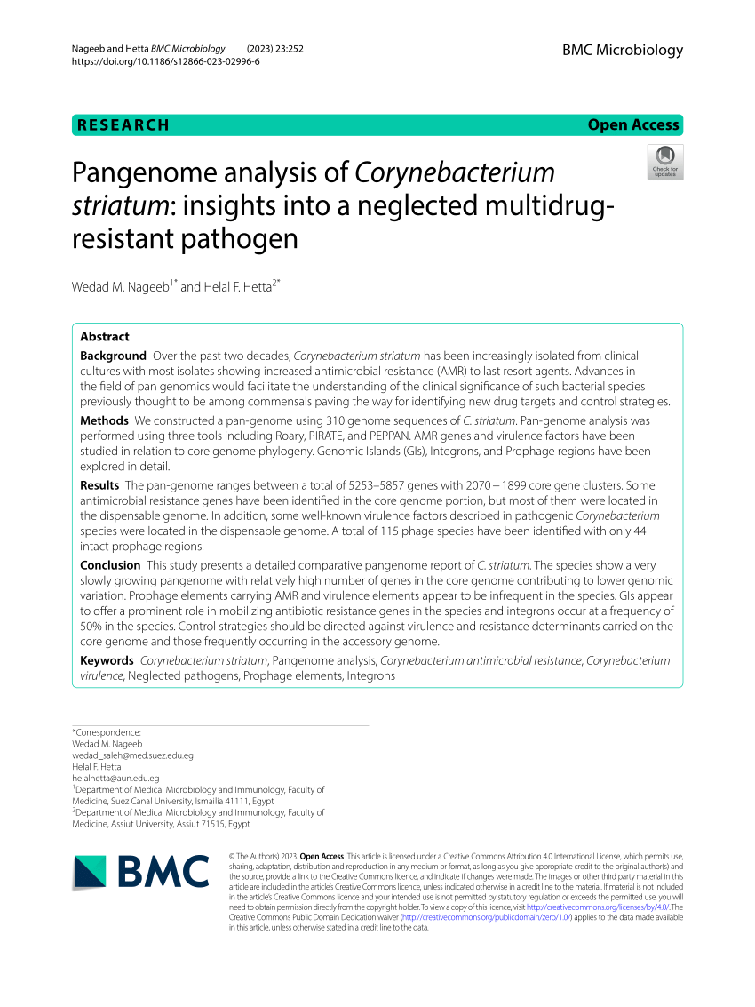 (PDF) Pangenome analysis of Corynebacterium striatum: insights into a ...