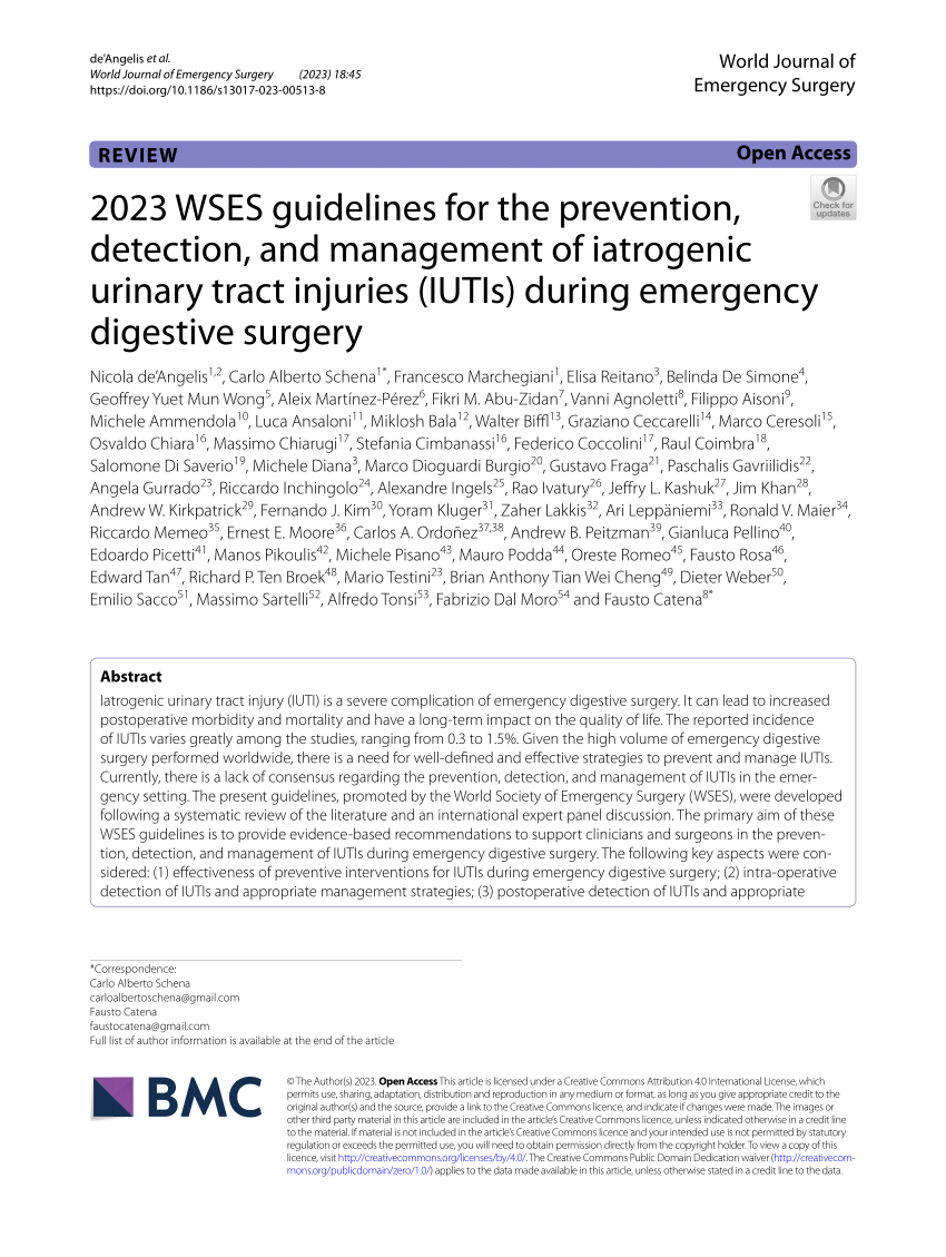PDF) 2023 WSES guidelines for the prevention, detection, and