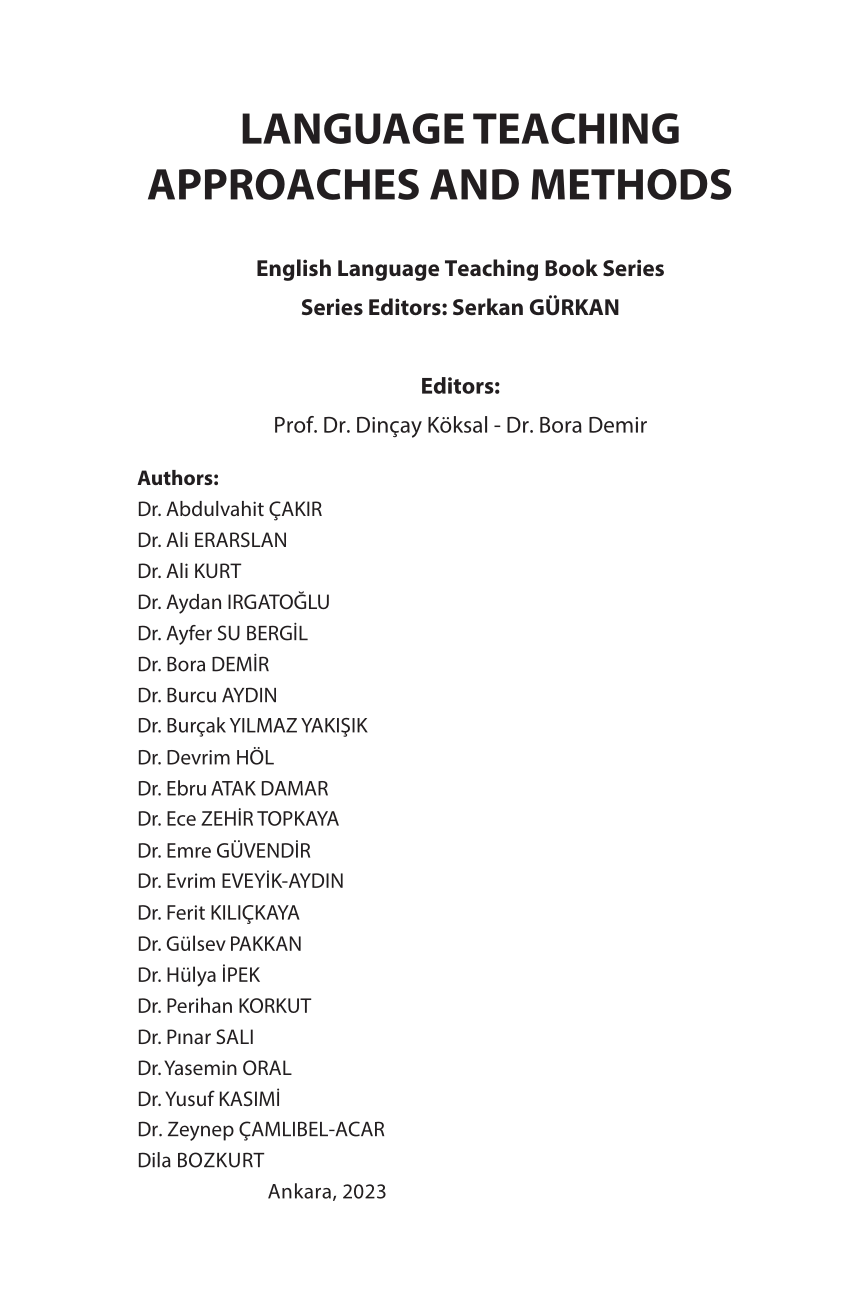 (PDF) LANGUAGE TEACHING APPROACHES AND METHODS