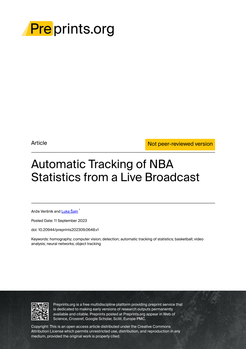 PDF) Automatic Tracking of NBA Statistics from a Live Broadcast