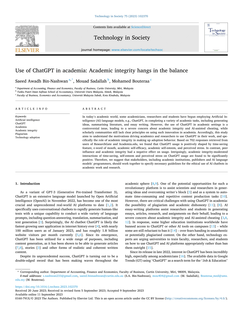 Opinion Paper: “So what if ChatGPT wrote it?” Multidisciplinary  perspectives on opportunities, challenges and implications of generative  conversational AI for research, practice and policy - ScienceDirect