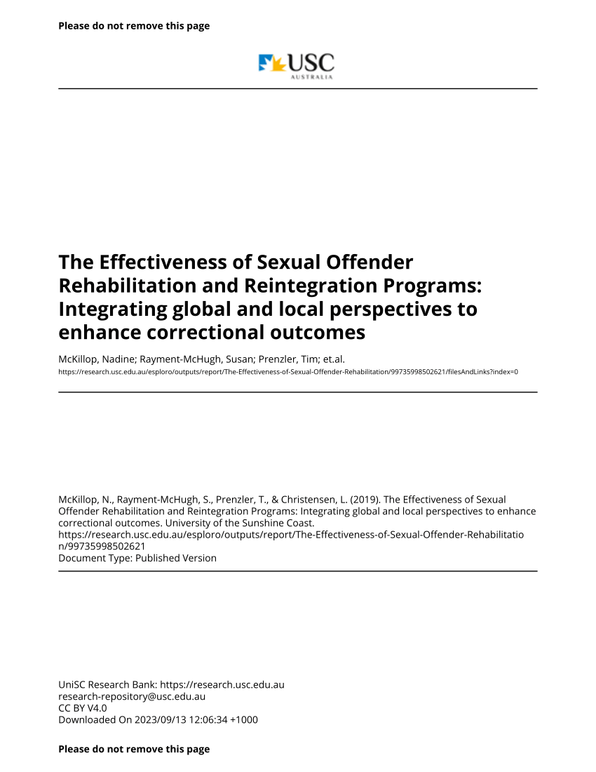 Pdf The Effectiveness Of Sexual Offender Rehabilitation And Reintegration Programs 5677