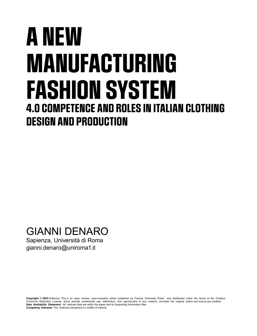 (PDF) A New Manufacturing Fashion System: 4.0 Competences and Roles in ...