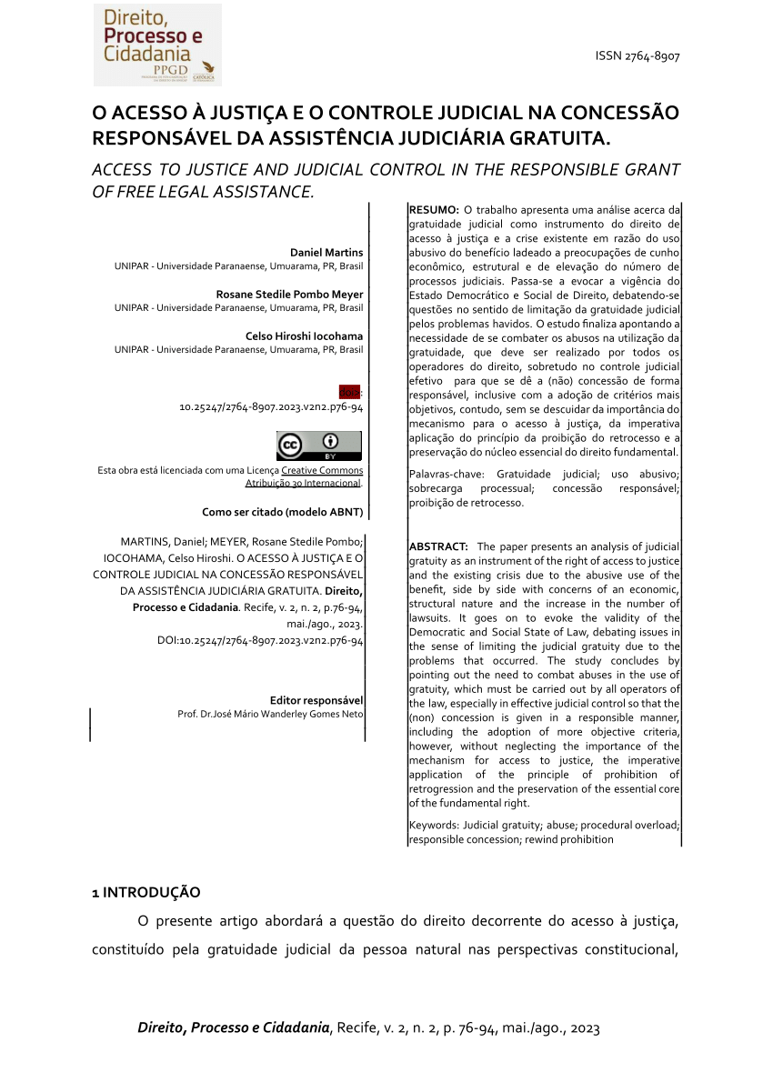 Pdf Acesso À JustiÇa E O Controle Judicial Na ConcessÃo ResponsÁvel Da AssistÊncia JudiciÁria 3359