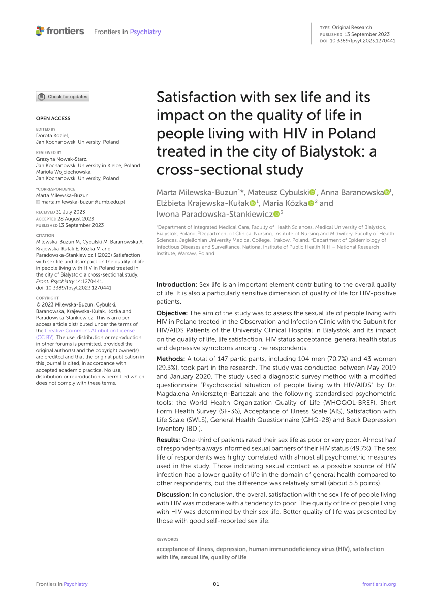 PDF Satisfaction with sex life and its impact on the quality of