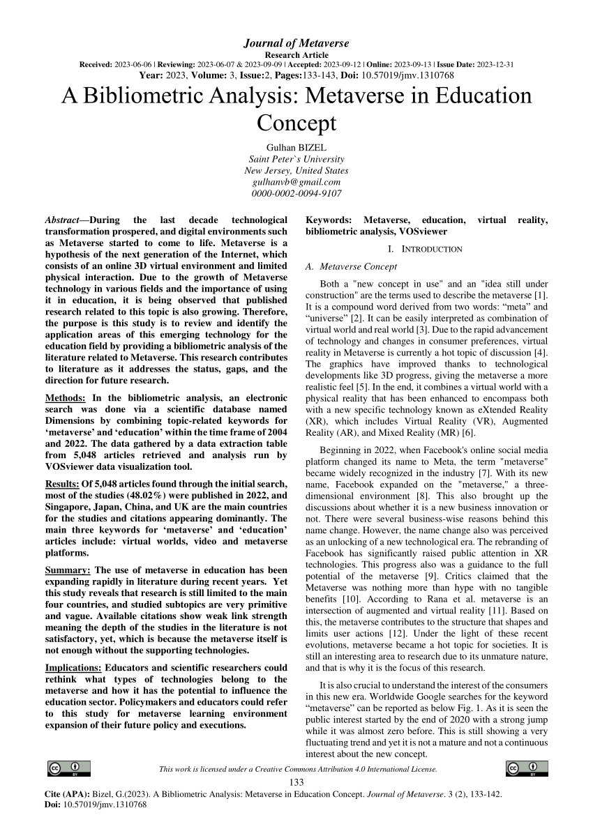 PDF) METAVERSO E ARQUITETURA: ANÁLISE BIBLIOMÉTRICA Metaverse and  Architecture: Bibliometrics Analysis