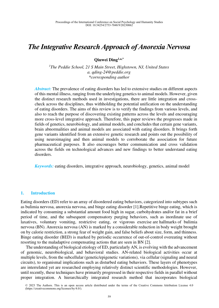 anorexia nervosa research paper pdf