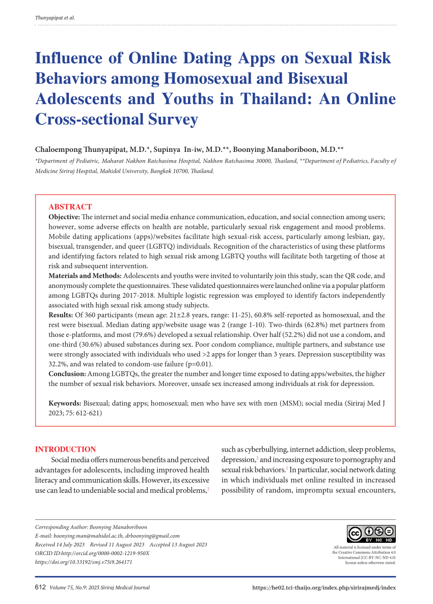 Pdf Influence Of Online Dating Apps On Sexual Risk Behaviors Among Homosexual And Bisexual 4302