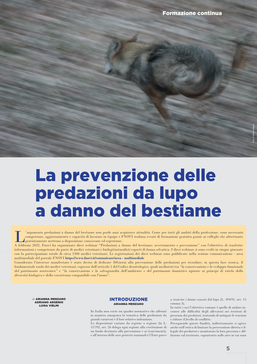 PDF) La prevenzione delle predazioni da lupo a danno del bestiame