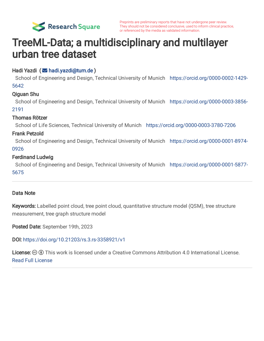 PDF) TreeML-Data; a multidisciplinary and multilayer urban tree 