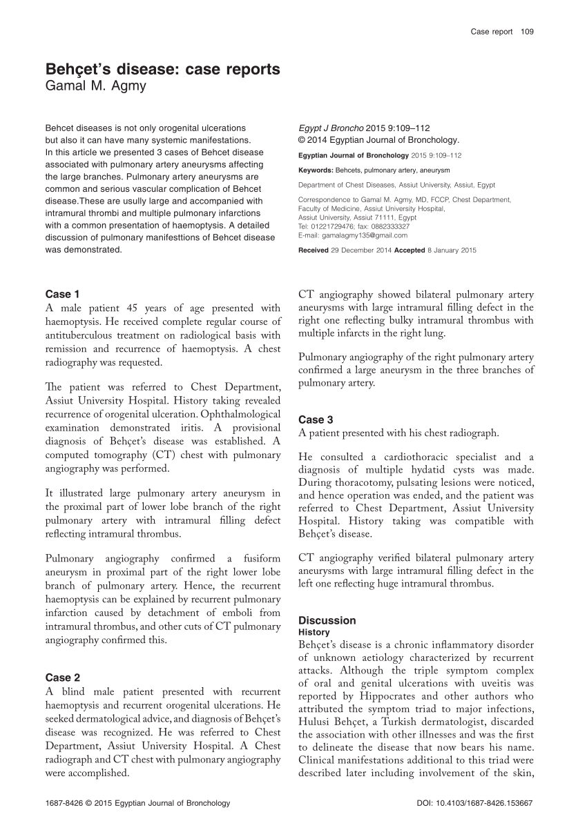 (PDF) Behçet’s disease: case reports