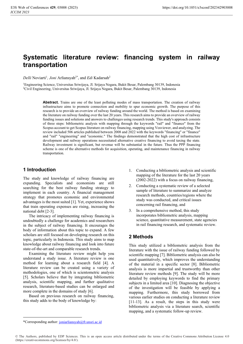 literature review on rail transport