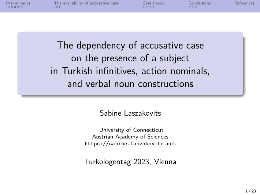 PDF) The dependency of accusative case on the presence of a 
