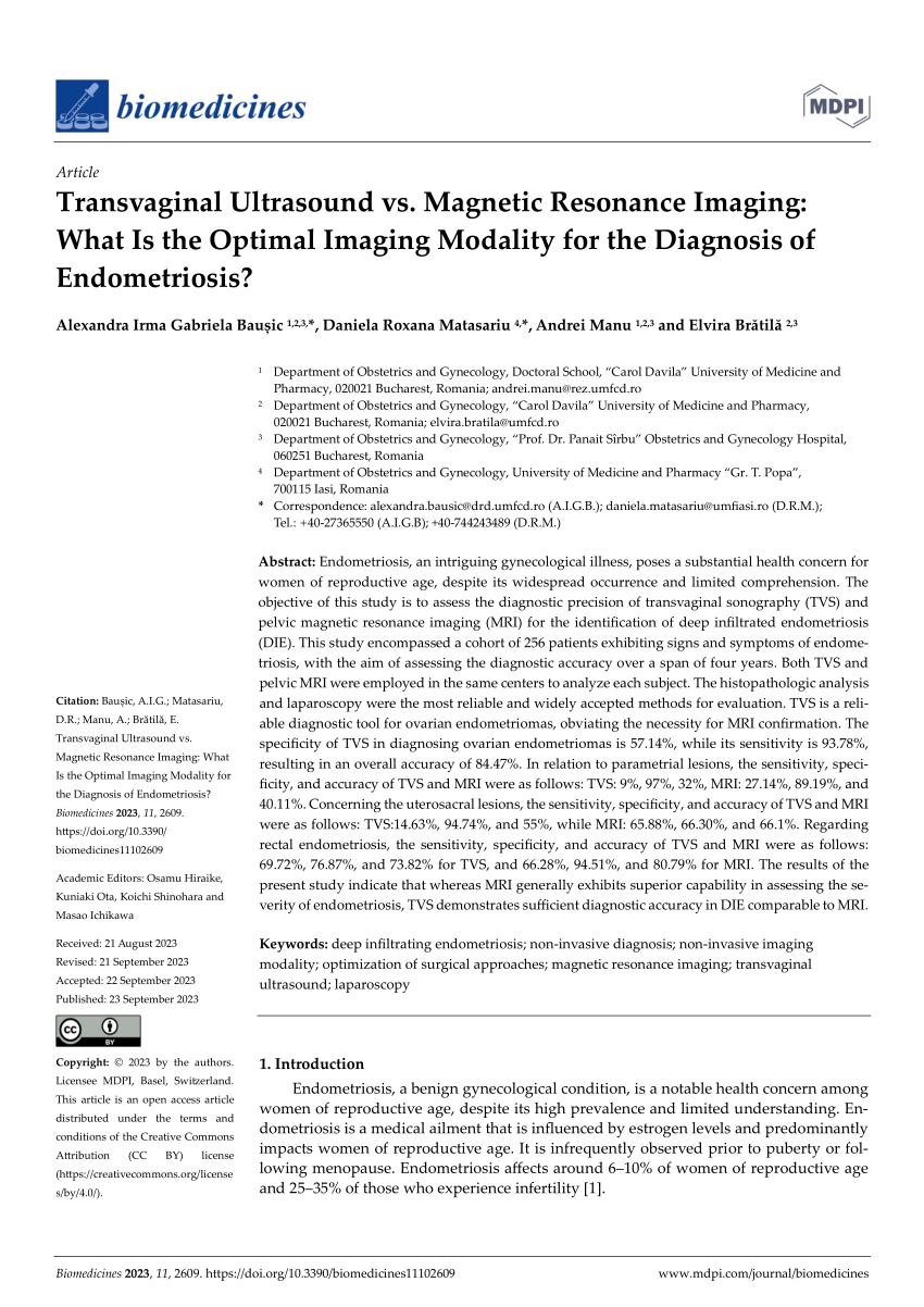 Pdf Transvaginal Ultrasound Vs Magnetic Resonance Imaging What Is The Optimal Imaging