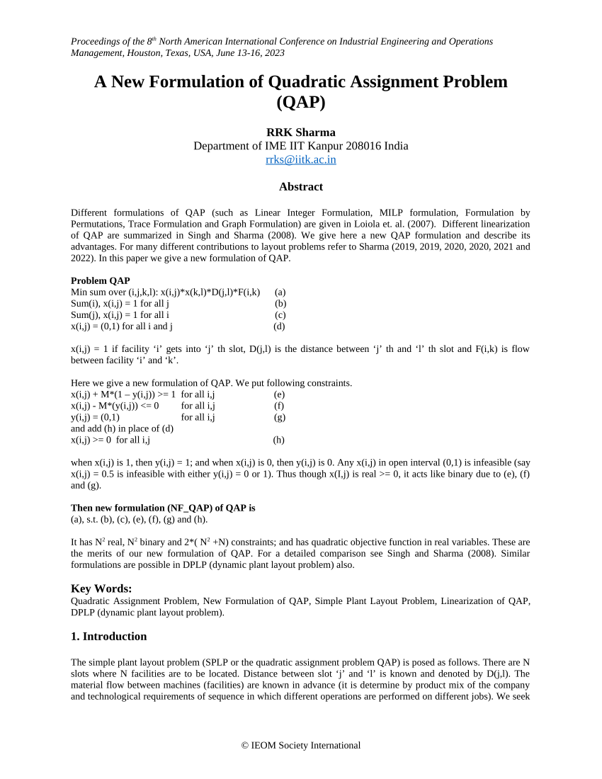 quadratic assignment problem seriation