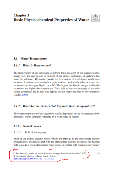 literature review on physicochemical properties of river water