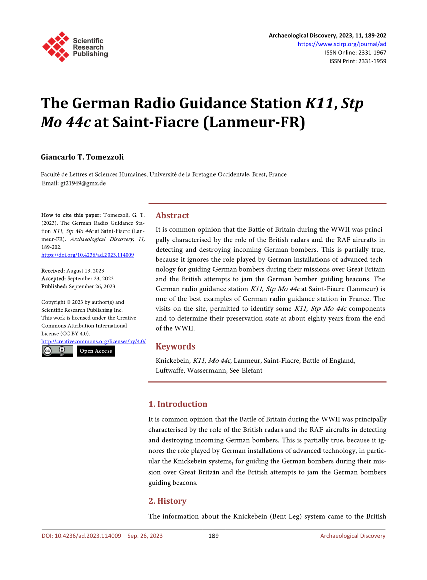 radio guidance station K11, Stp Mo 44c of Saint-Fiacre (Rapport